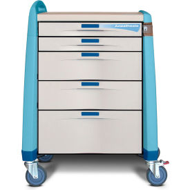 Capsa Healthcare Avalo® Anesthesia Cart w/ Intermediate Height & Autolock Blue AM-AN-INT-ALOK-B
