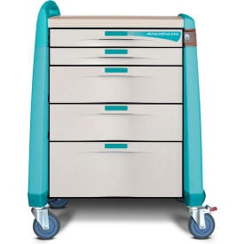 Capsa Healthcare Avalo® Anesthesia Cart w/ Intermediate Height & Autolock Green AM-AN-INT-ALOK-G