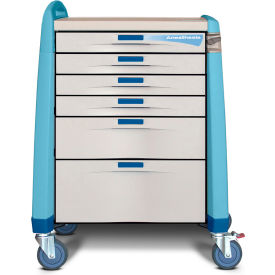 Capsa Healthcare Avalo® Anesthesia Cart w/ Intermediate Height & Electronic Lock Blue AM-AN-INT-ELOK-B
