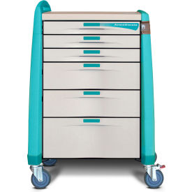 Capsa Healthcare Avalo® Anesthesia Cart w/ Standard Height & Key Lock Green AM-AN-STD-KEY-GR