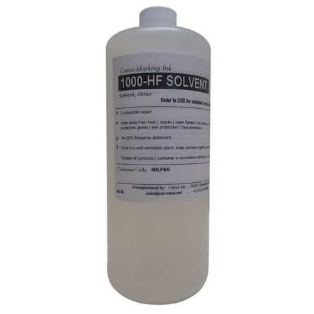 Marking Solvent, 1 qt, Clear, Dye MPN:1000-HF SOLVENT