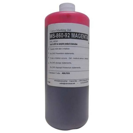 Marking Ink, 1 qt, Pink, Dye MPN:WS-860-92 MAGENTA
