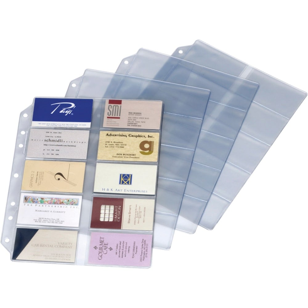 Cardinal EasyOpen Card File Binder Refill Pages, 9 1/2in x 12in, Clear, Pack Of 10 (Min Order Qty 9) MPN:7860000