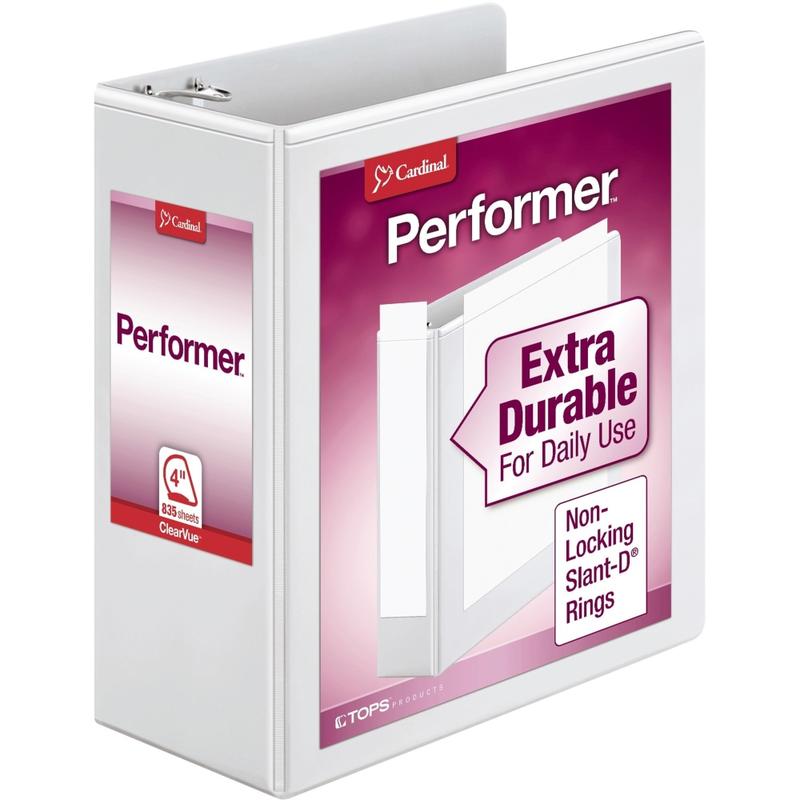 Cardinal Performer ClearVue Ring 3-Ring Binder, 4in D-Rings, White MPN:17810