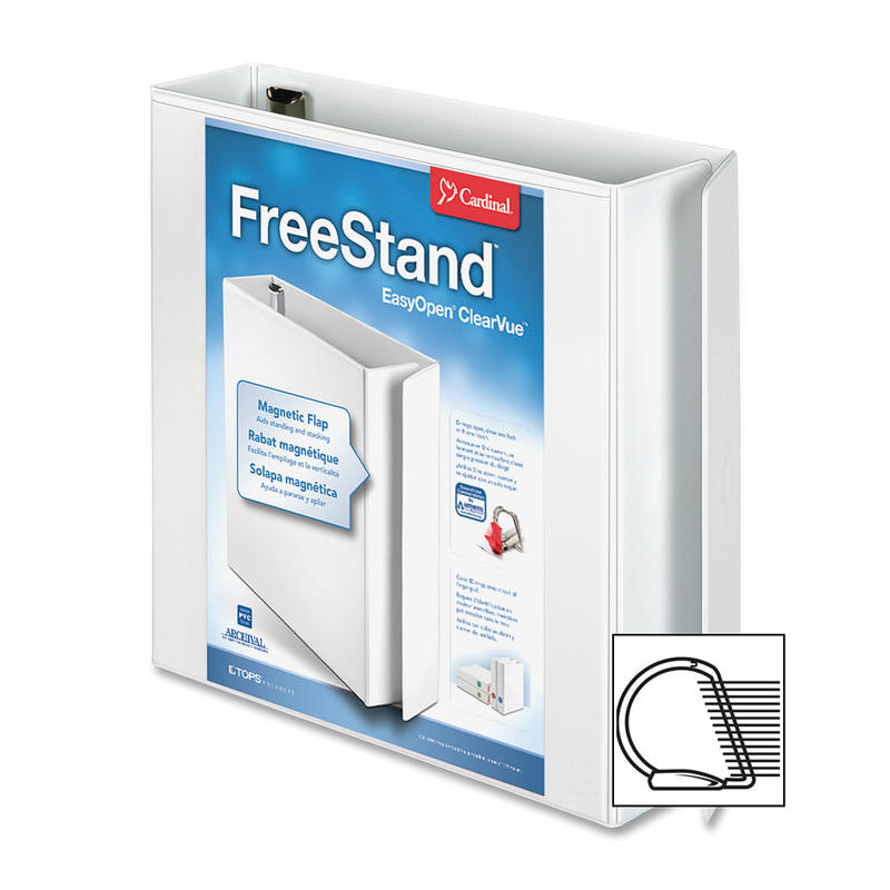 Cardinal EasyOpen ClearVue Locking View 3-Ring Binder, 2in Slant Rings, White MPN:43120