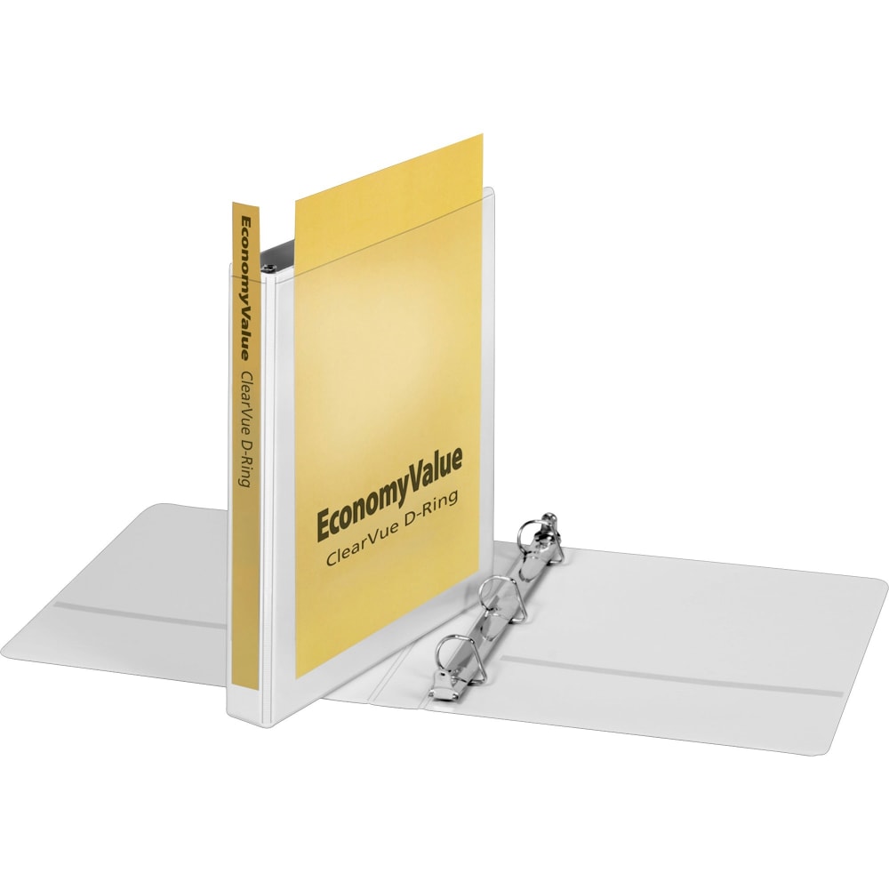 Cardinal EconomyValue ClearVue 3-Ring Binder, 1in D-Rings, White MPN:90103