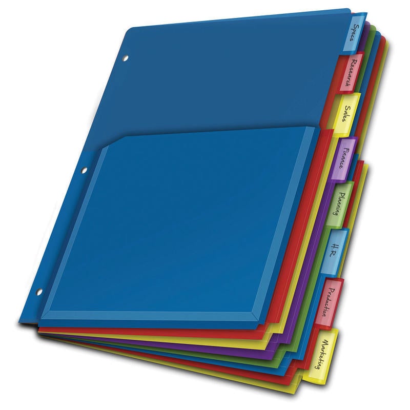 Office Depot Brand Expanding Index Dividers, 8 Tabs, Assorted, Pack Of 8 (Min Order Qty 6) MPN:84013