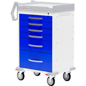 Detecto® Rescue Series Anesthesiology Medical Cart White Frame with 6 Blue Drawers RC333369BLU