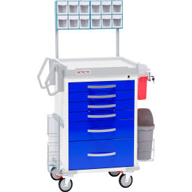 Detecto® Loaded Rescue Series Anesthesiology Medical Cart White Frame with 6 Blue Drawers RC333369BLU-L