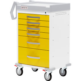 Detecto® Rescue Series Isolation Medical Cart White Frame with 6 Yellow Drawers RC333369YEL