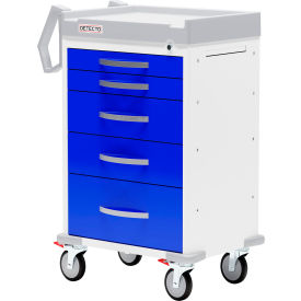Detecto® Rescue Series Anesthesiology Medical Cart White Frame with 5 Blue Drawers RC33669BLU