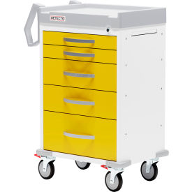 Detecto® Rescue Series Isolation Medical Cart White Frame with 5 Yellow Drawers RC33669YEL