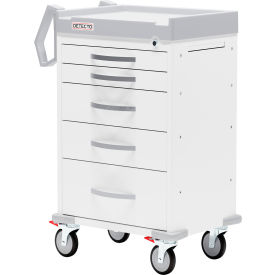 Detecto® Rescue Series General Purpose Medical Cart White Frame with 5 White Drawers RC33669WHT