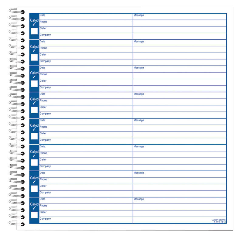 Adams Voicemail Log Book, 8 1/4in x 8 1/2in, 120 Pages, White/Canary Yellow (Min Order Qty 16) MPN:S8796