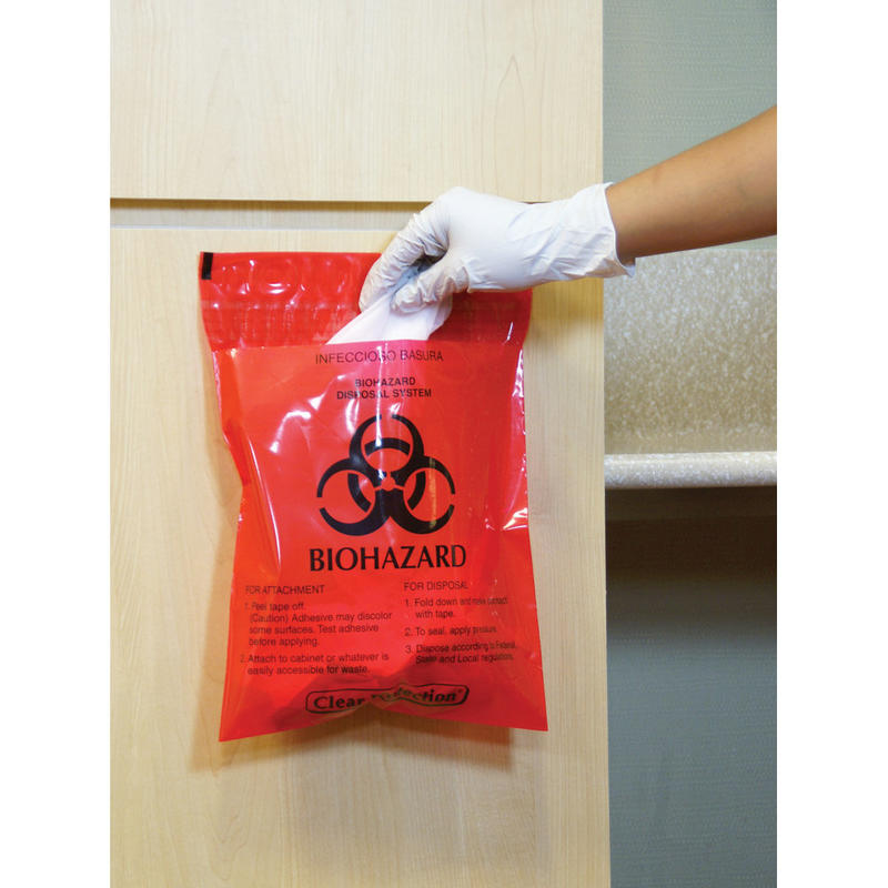 Unimed Stick-On Biohazard Infectious Waste Bags, 2.6 Quarts, Red, Box Of 100 (Min Order Qty 2) MPN:CTRB042214