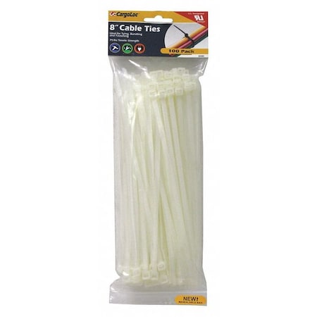 Cable Tie, 8 in L, Natural, Nylon MPN:32482