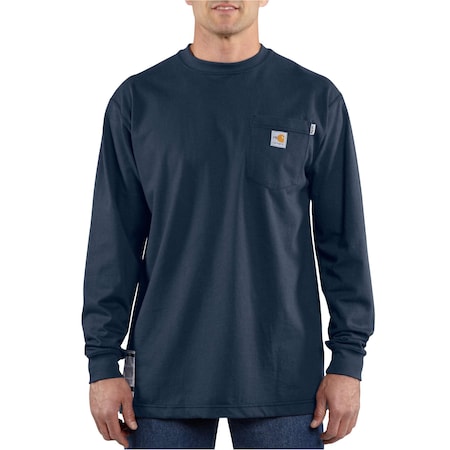 Mens Force Flame Resistant Long Sleeve T-Shirt, 7oz 100% Cotton FR Jersey, Dark Navy, M MPN:100235-410