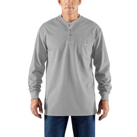 Mens Force Flame Resistant Long Sleeve T-Shirt, 7oz 100% Cotton FR Jersey, Light Gray, 2XL Tall MPN:100237-051