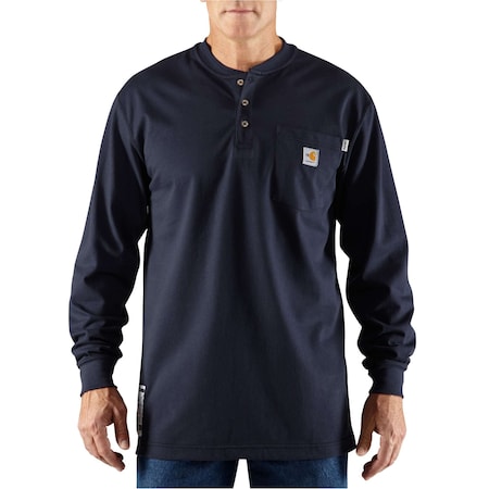 Mens Force Flame Resistant Long Sleeve T-Shirt, 7oz 100% Cotton FR Jersey, Dark Navy, 4XL MPN:100237-410