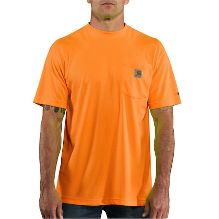 Men's Force Hi-Vis Short Sleeve T-Shirt, 100% Polyester Bird's-Eye Knit, 4.25oz, Brite Orange, 3XLT MPN:100493-824