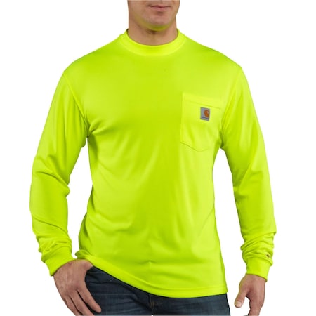 Men's Force Hi-Vis Long Sleeve T-Shirt, 100% Polyester Bird's-Eye Knit, 4.25oz, Brite Lime, L Tall MPN:100494-323