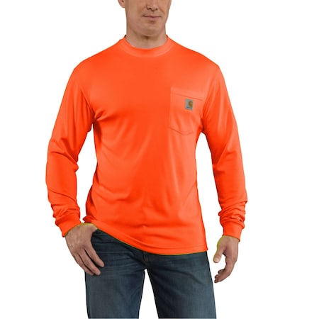 Men's Force Hi-Vis Long Sleeve T-Shirt, 100% Polyester Bird's-Eye Knit, 4.25oz, Brite Orange, 3XLT MPN:100494-824