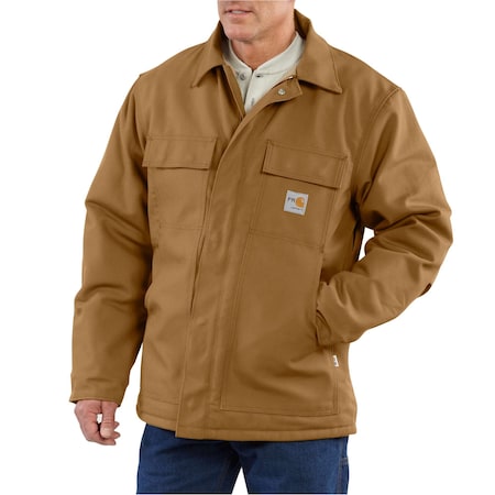 Mens Flame Resistant Insulated Jacket, 13oz 100% Cotton Duck, Carhartt Brown, M MPN:101618-211