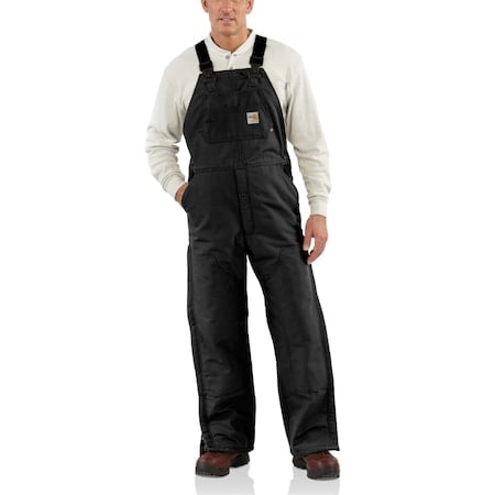 Mens Insulated FR Bib Overalls, 13oz 100% Cotton FR Duck, Black, 30 in x 30 in MPN:101626-001