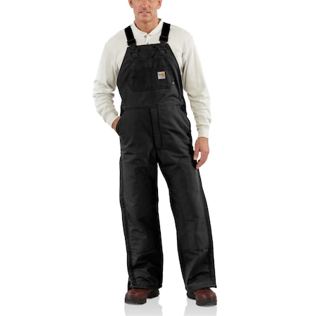 Mens Insulated FR Bib Overalls, 13oz 100% Cotton FR Duck, Black, 46 in x 36 in MPN:101626-001