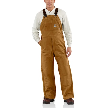 Mens Insulated FR Bib Overalls, 13oz 100% Cotton FR Duck, Carhartt Brown, 48 in x 28 in MPN:101626-211