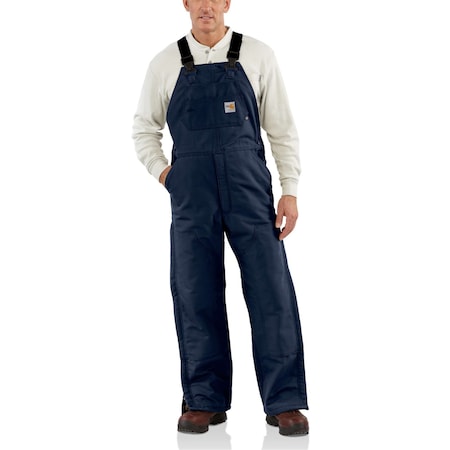 Mens Insulated FR Bib Overalls, 13oz 100% Cotton FR Duck, Dark Navy, 30 in x 28 in MPN:101626-410