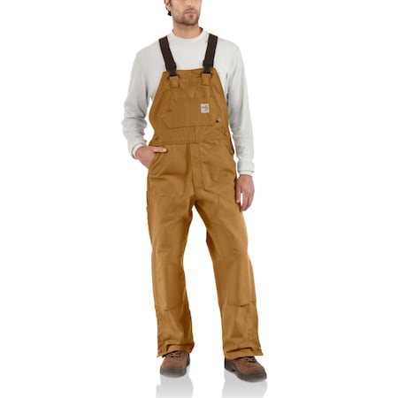 Mens Flame Resistant Bib Overall, 13oz 100% Cotton FR Duck, Carhartt Brown, 44 in x 28 in MPN:101627-211