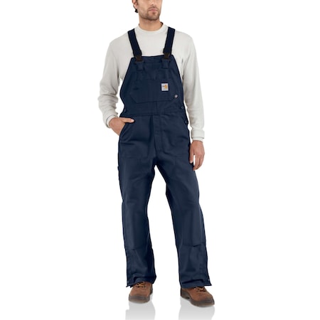 Mens Flame Resistant Bib Overall, 13oz 100% Cotton FR Duck, Dark Navy, 32 in x 28 in MPN:101627-410