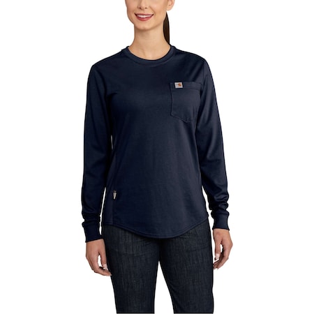 Womens FR Force Long Sleeve T-Shirt, 7oz 100% Cotton FR Jersey, Dark Navy, XS MPN:102685-410