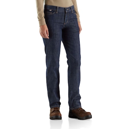 Womens FR Rugged Flex Jean, 11oz 69% Cotton/30% Modacrylic/1% Spandex, Premium Dark, 16 Regular MPN:102688-417
