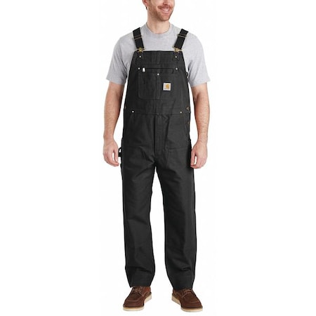 102776 Bib Overalls, Cotton, 12 oz Fabric Weight, 36 in Inseam, Black, 34 x 28 MPN:102776-001-34x36