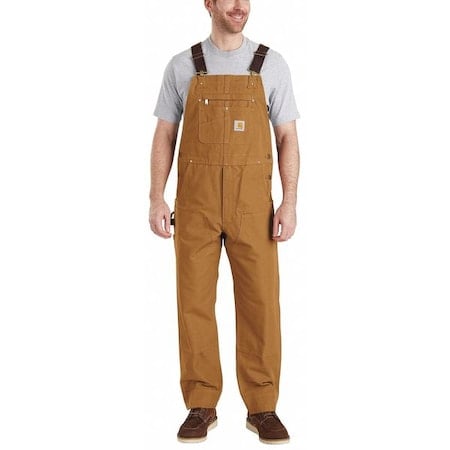102776 Bib Overalls, Cotton, 12 oz Fabric Weight, 28 in Inseam, Brown, 44 x 28 MPN:102776-211-44x28