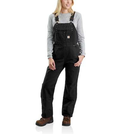 Womens Insulated Bib Overall, 12oz 100% Washed Cotton Duck, Black, XL Regular MPN:104049-BLK
