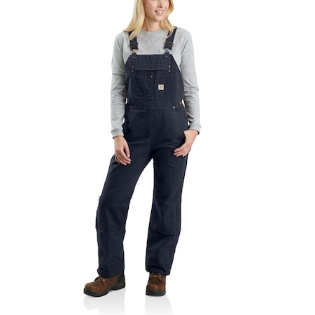 Womens Insulated Bib Overall, 12oz 100% Washed Cotton Duck, Navy, XL Tall MPN:104049-I26