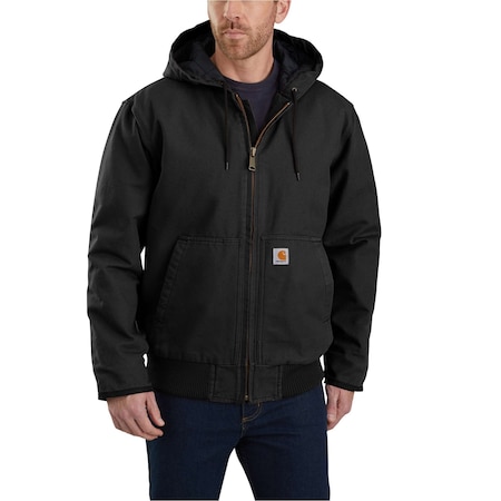 Men's Hooded Insulated Jacket, 100% Cotton Washed Duck, 12oz, Black, 2XL Tall MPN:104050-BLK