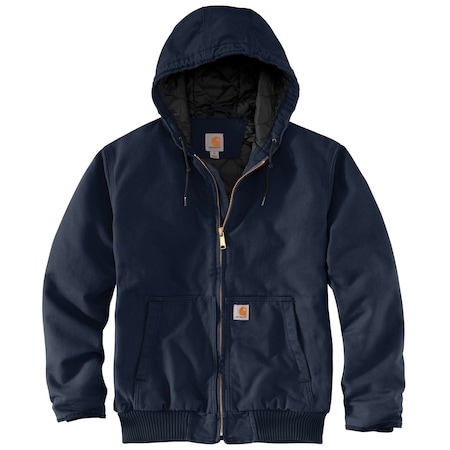 Men's Hooded Insulated Jacket, 100% Cotton Washed Duck, 12oz, Navy, 2XL MPN:104050-I26
