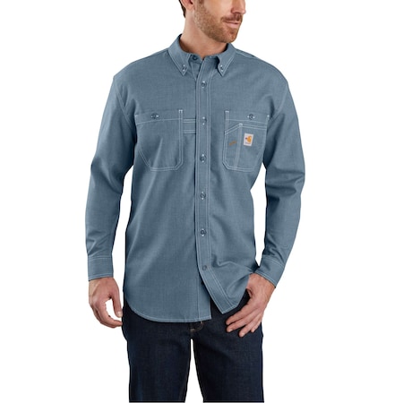 Mens FR Force Sun Defender L/S Shirt, 4.7oz FR Twill: (50% Lensing/38% Aramid), Steel Blue, 3XL MPN:104138-437