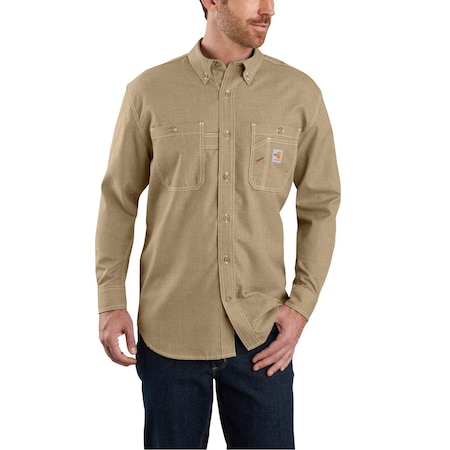 Mens FR Force Sun Defender L/S Shirt, 4.7oz FR Twill: (50% Lensing/38% Aramid), Dark Khaki, XL MPN:104138-DKH
