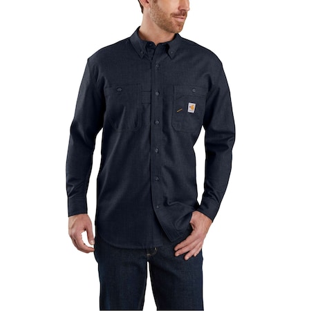 Mens FR Force Sun Defender L/S Shirt, 4.7oz FR Twill: (50% Lensing/38% Aramid), Navy, L MPN:104138-I26