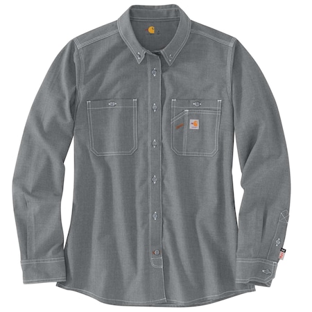 Womens FR Force Sun Defender L/S Shirt, 4.7oz FR Twill: (50% Lensing/38% Aramid), Gray, M MPN:104147-GRY