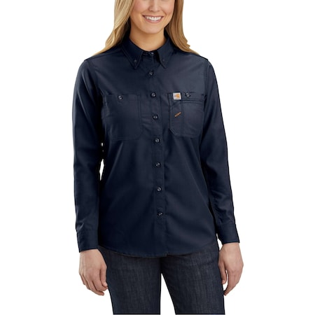 Womens FR Force Sun Defender L/S Shirt, 4.7oz FR Twill: (50% Lensing/38% Aramid), Navy, S MPN:104147-I26