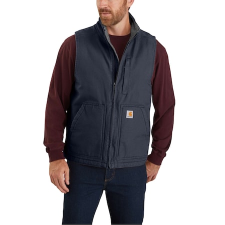 Men's Mock Neck Lined Vest, 100% Cotton Washed Duck, 12oz, Navy, L Tall MPN:104277-I26