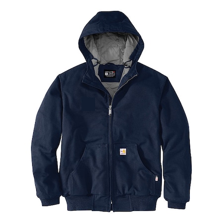 Mens FR Hooded Insulated Jacket, 13oz 100% Cotton FR Duck, Dark Navy, L Tall MPN:107076-DNYLTLL