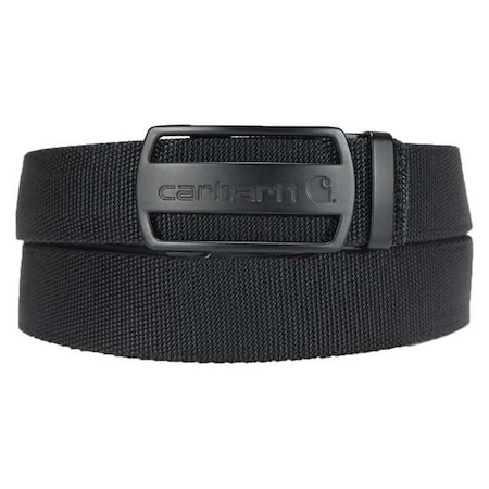 Carhartt Nylon Webbing Ratchet Belt, Black, Nylon Webbing, 58 in Length, 1 3/8 in Width MPN:A000549800118