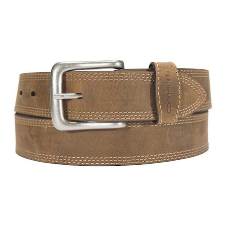 Carhartt Triple Stitch Belt, Brown, Top Grain Saddle Leather, 58 in Length, 1 3/8 in Width MPN:A000550720119